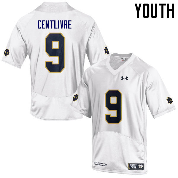 Youth #9 Keenan Centlivre Notre Dame Fighting Irish College Football Jerseys Sale-White